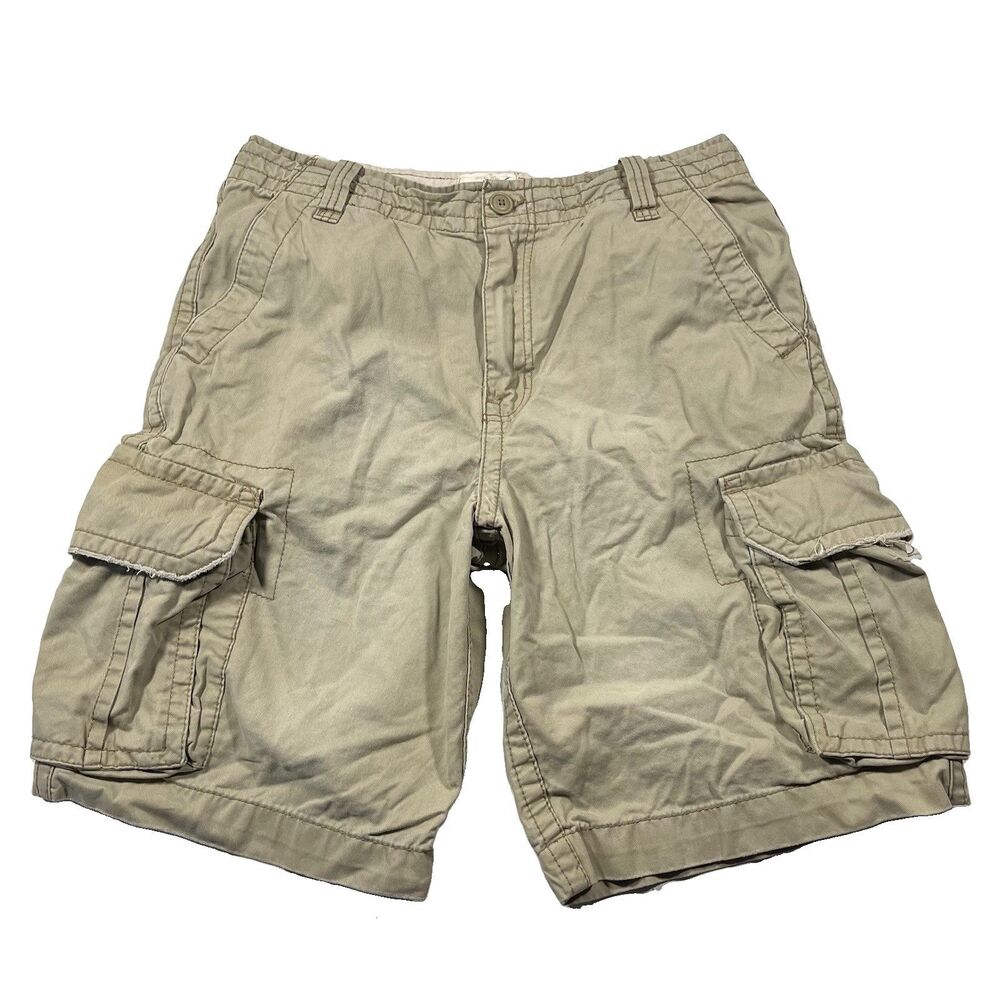 Vintage Y2K Aeropostale Cargo Shorts 33x11 Khaki Baggy Drawstring